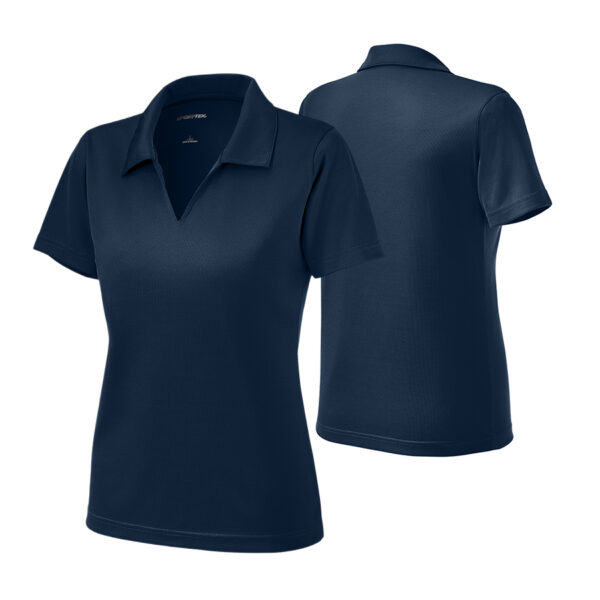 L469 | Ladies' Navy Sport-Tek Dri-Mesh V-Neck Polo