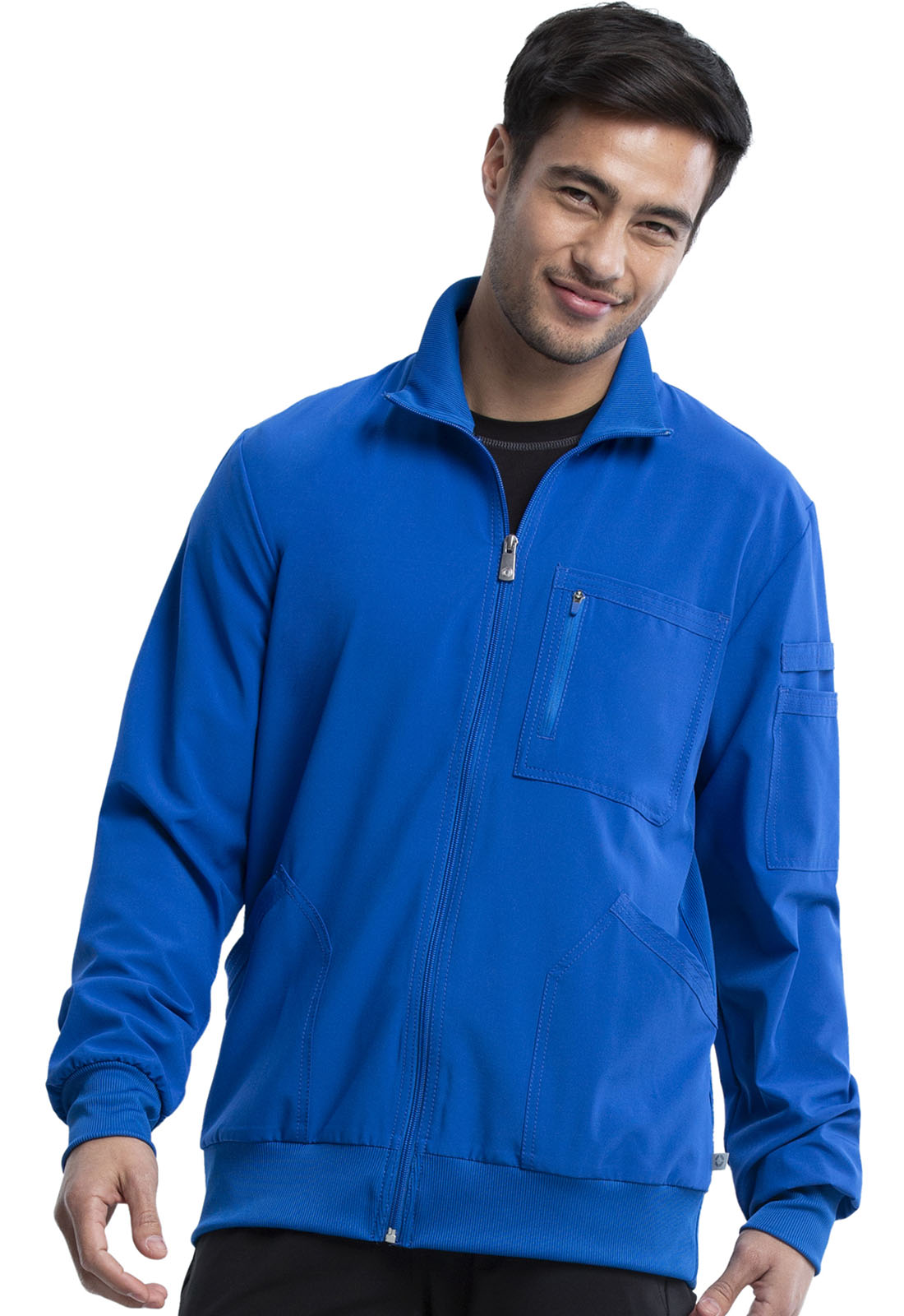 cherokee workwear revolution men's zip front warm up scrub jacket
